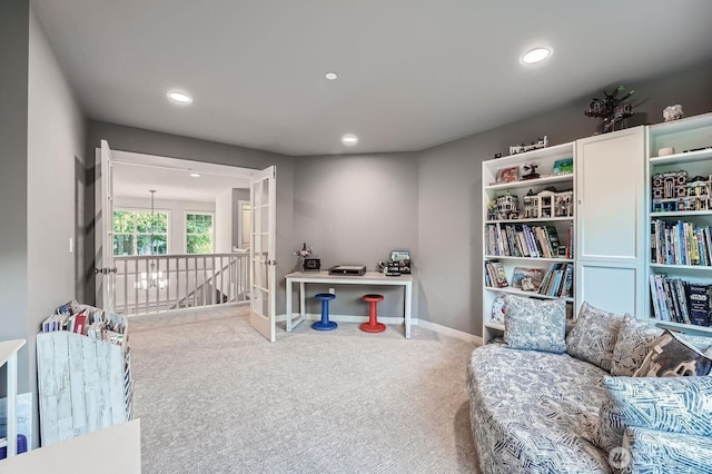 3592 SE 16th St, North Bend, WA 98045 - carpeted office featuring baseboards and recessed lighting