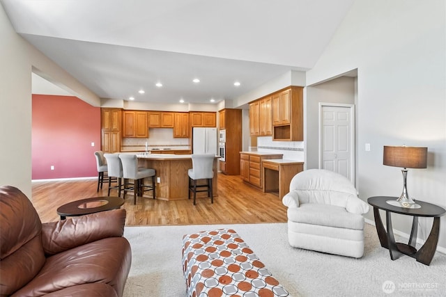 3819 Ridge Ct, Mount Vernon, WA 98274 - living room featuring light wood-style floors and recessed lighting
