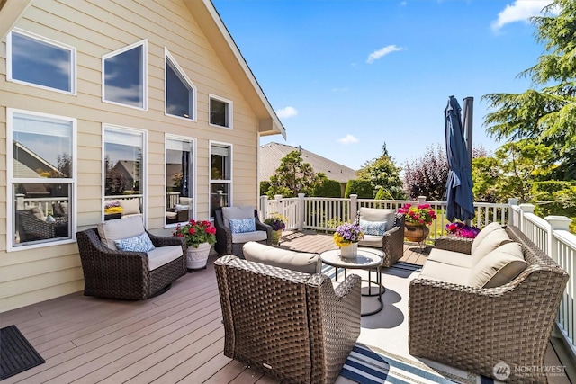 3819 Ridge Ct, Mount Vernon, WA 98274 - wooden terrace with outdoor lounge area