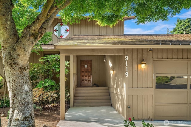 9119 185th Pl SW, Edmonds, WA 98026 - doorway to property with a shingled roof