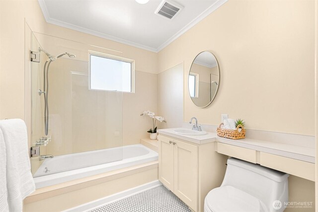 1800 Dakin St, Bellingham, WA 98229 - full bath with crown molding, vanity, and  shower combination