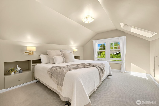 1800 Dakin St, Bellingham, WA 98229 - bedroom with light colored carpet, lofted ceiling, and a skylight