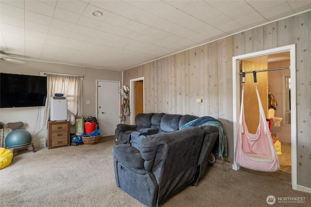 229 N Garfield Ave, Wenatchee, WA 98801 - living area with carpet flooring and wood walls