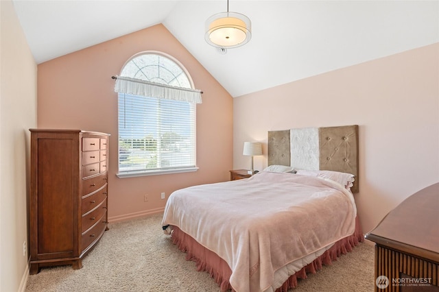 7322 NE Blue Goose Rd, Moses Lake, WA 98837 - bedroom with lofted ceiling and light carpet