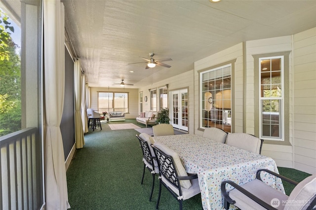 7322 NE Blue Goose Rd, Moses Lake, WA 98837 - sunroom featuring ceiling fan, outdoor lounge area, and outdoor dining space