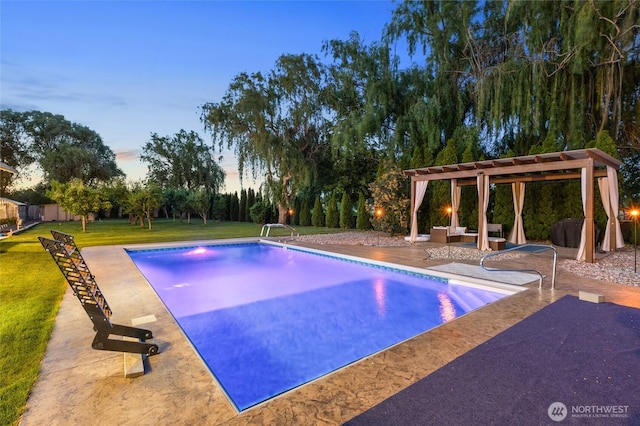 7322 NE Blue Goose Rd, Moses Lake, WA 98837 - swimming pool featuring a pergola, a yard, and a patio