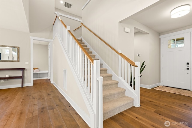 8704 188th St SW, Edmonds, WA 98026 - foyer with hardwood / wood-style floors and stairway
