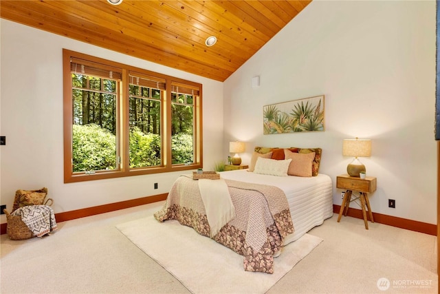 36915 NE 98th St, Carnation, WA 98014 - bedroom featuring wooden ceiling, light colored carpet, and vaulted ceiling