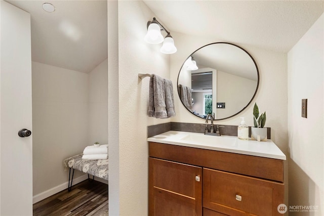 36915 NE 98th St, Carnation, WA 98014 - bathroom with wood finished floors and vanity