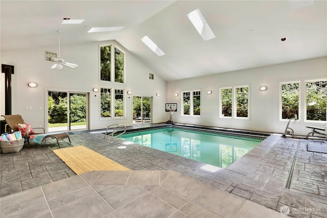 36915 NE 98th St, Carnation, WA 98014 - indoor pool featuring a skylight and ceiling fan