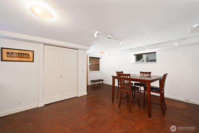 9539 49th Ave NE, Seattle, WA 98115 - dining room with finished concrete floors and rail lighting