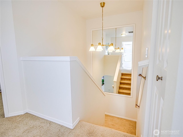 18808 19th Dr SE, Bothell, WA 98012 - stairs featuring carpet flooring and a chandelier