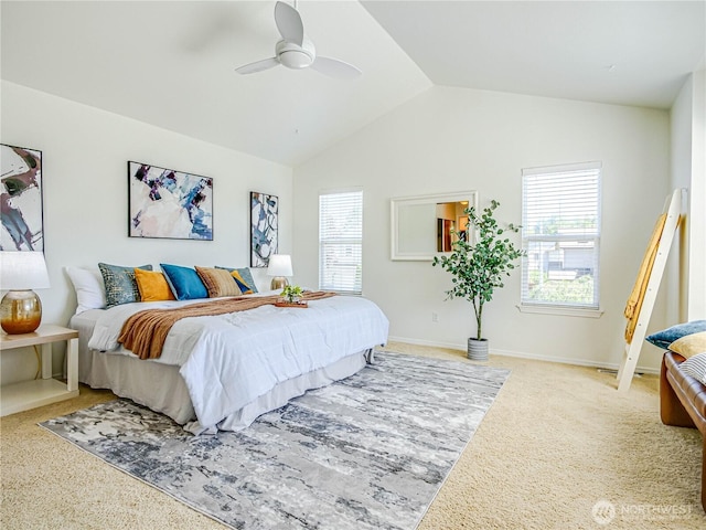 18808 19th Dr SE, Bothell, WA 98012 - bedroom featuring lofted ceiling, carpet floors, and a ceiling fan