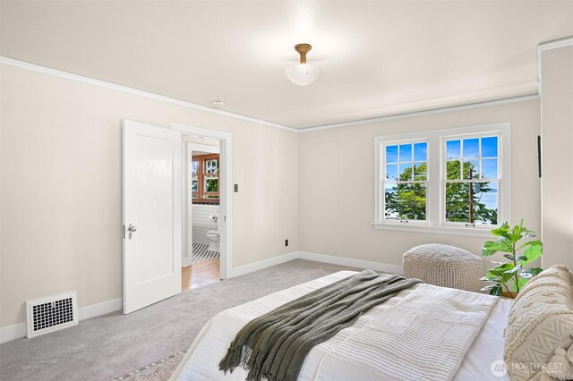 251 N Garden St, Bellingham, WA 98225 - bedroom featuring light colored carpet, multiple windows, and crown molding