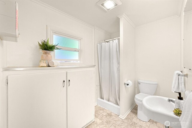 251 N Garden St, Bellingham, WA 98225 - full bathroom with crown molding and a stall shower