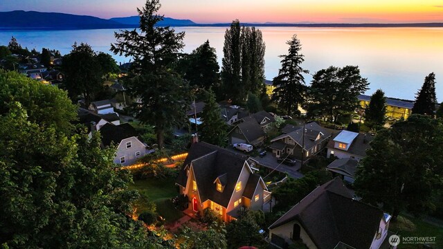 251 N Garden St, Bellingham, WA 98225 - aerial view of property and surrounding area featuring a water and mountain view and nearby suburban area