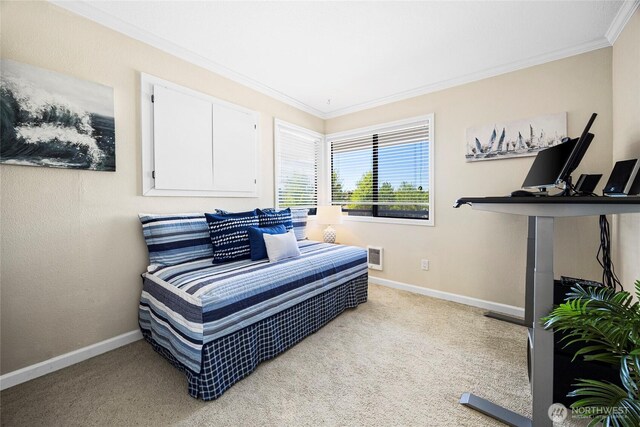 826 Lake St S, Kirkland, WA 98033 - carpeted bedroom with ornamental molding and baseboards