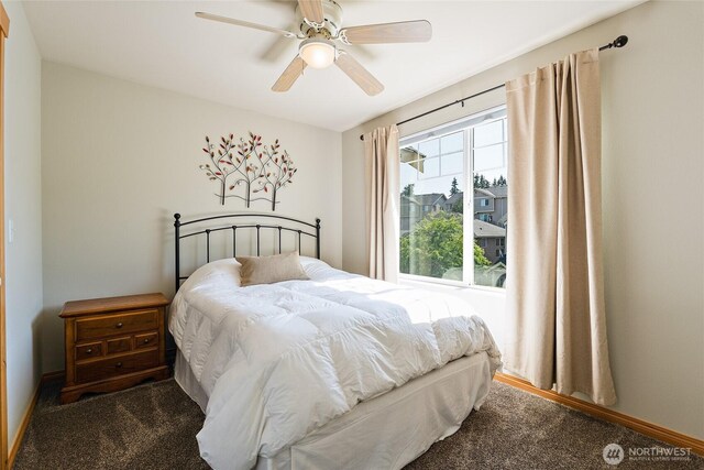 3031 Belmonte Ln, Everett, WA 98201 - carpeted bedroom with baseboards and ceiling fan