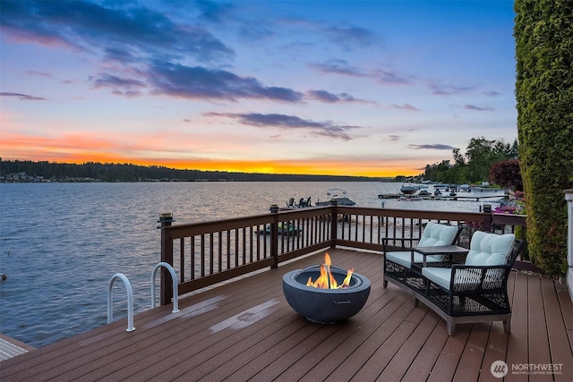 2819 E Lake Sammamish Pkwy NE, Sammamish, WA 98074 - dock area featuring a fire pit and a deck with water view