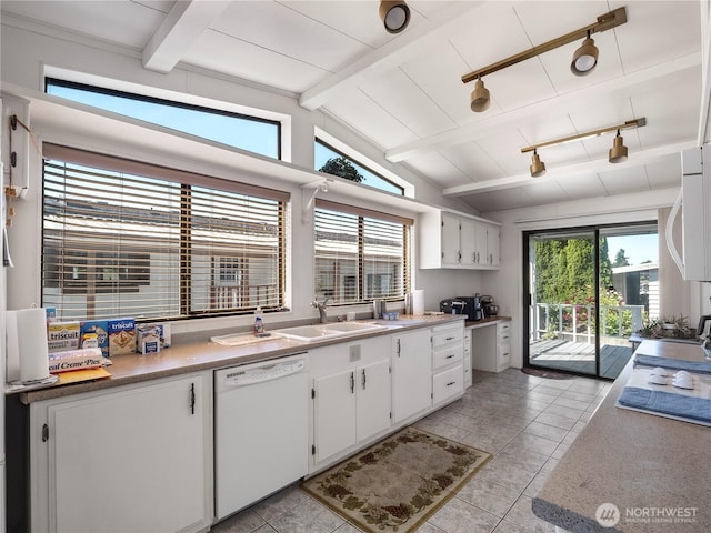 11436 SE 208th St Unit 45, Kent, WA 98031 - kitchen featuring white appliances, white cabinetry, and light tile patterned flooring
