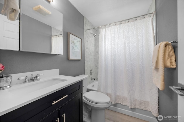 12906 8th Ave W Unit C102, Everett, WA 98204 - full bathroom with vanity, shower / tub combo, and wood finished floors