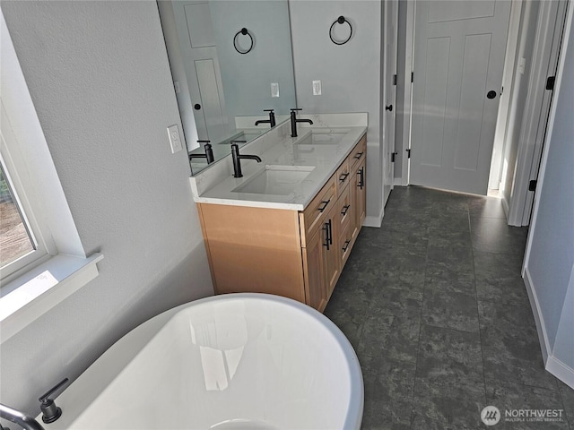 119 Davis View Dr, Centralia, WA 98531 - bathroom featuring a soaking tub and double vanity