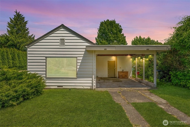 3032 Tulip Rd, Bellingham, WA 98225 - ranch-style house featuring concrete driveway, a front yard, and a carport