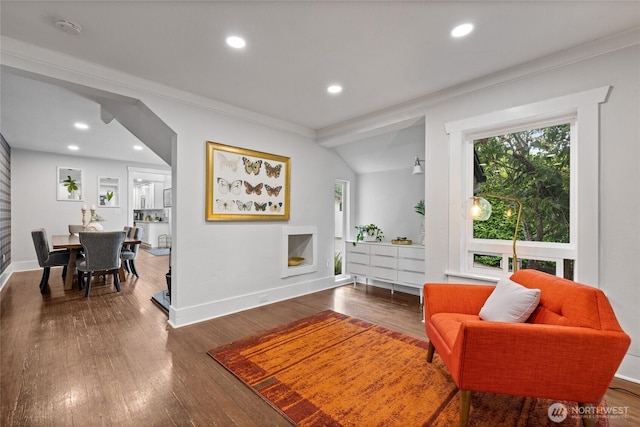 8213 S Fawcett Ave, Tacoma, WA 98408 - living area with ornamental molding, wood finished floors, and recessed lighting