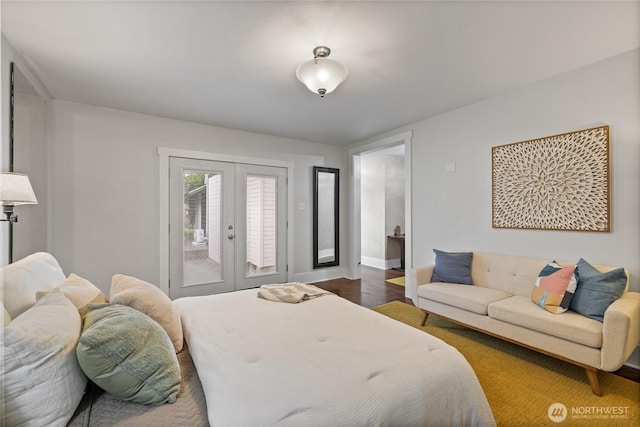 8213 S Fawcett Ave, Tacoma, WA 98408 - bedroom with french doors, access to exterior, and wood finished floors