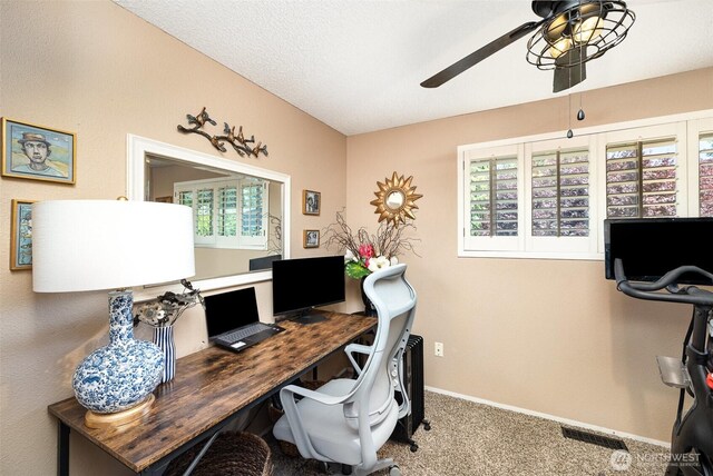 13605 SE 233rd St, Kent, WA 98042 - home office featuring a ceiling fan and carpet
