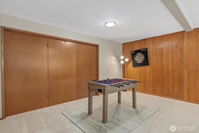 6520 NE 60th St, Seattle, WA 98115 - rec room with light carpet and wood walls