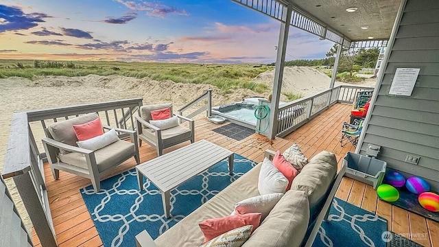 23309 J Pl, Ocean Park, WA 98640 - deck at dusk with an outdoor hangout area