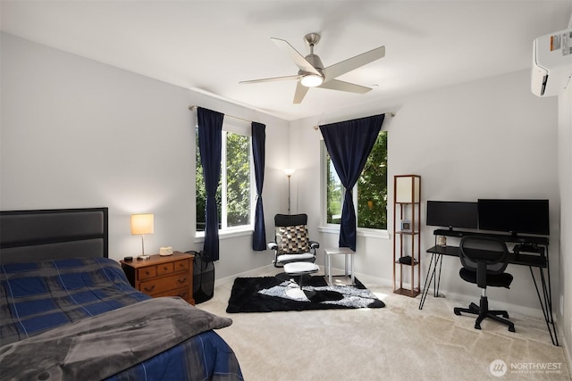 27156 NE Walden Way, Duvall, WA 98019 - carpeted bedroom featuring an AC wall unit and ceiling fan
