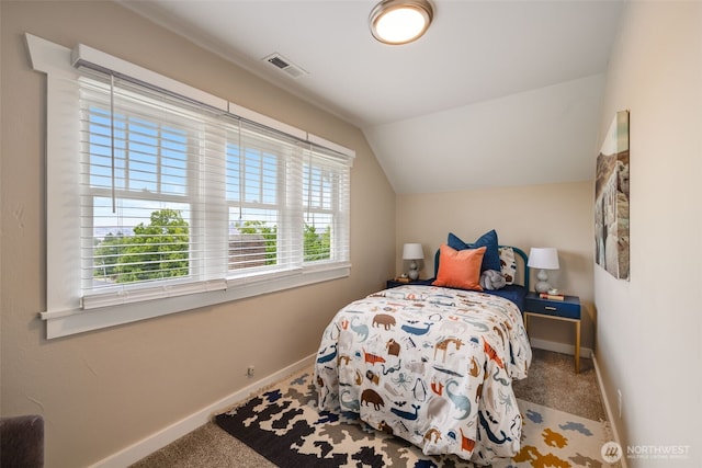 4745 35th Ave SW, Seattle, WA 98126 - bedroom with multiple windows, carpet flooring, and lofted ceiling