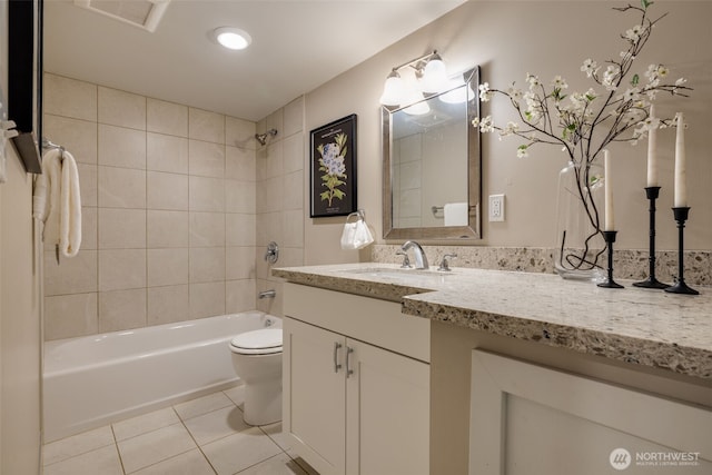 4745 35th Ave SW, Seattle, WA 98126 - full bathroom featuring vanity, tile patterned flooring, and shower / tub combination