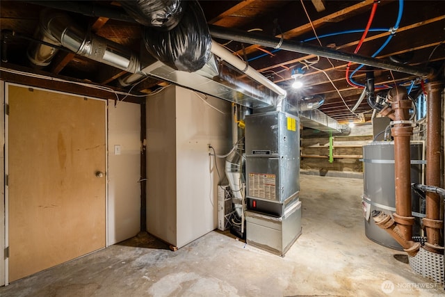 4745 35th Ave SW, Seattle, WA 98126 - unfinished basement featuring water heater and heating unit