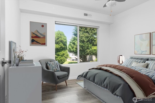 5029 84th St SW Unit 109, Mukilteo, WA 98275 - bedroom with wood finished floors and ceiling fan