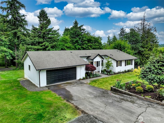 13428 SE 302nd Pl, Auburn, WA 98092 - single story home featuring a front yard, roof with shingles, an attached garage, and asphalt driveway