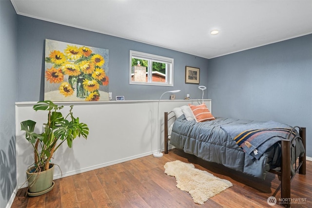 809 W Rocky Point Dr, Camano Island, WA 98282 - bedroom with wood finished floors, recessed lighting, and crown molding