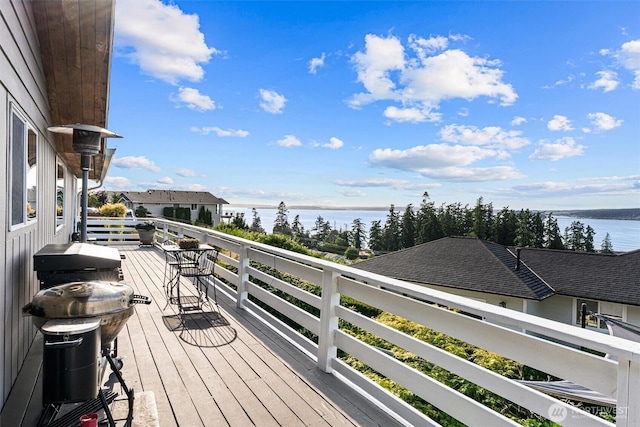 809 W Rocky Point Dr, Camano Island, WA 98282 - wooden deck featuring grilling area and a water view