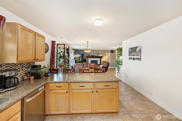 29745 214th Ave SE, Kent, WA 98042 - kitchen with dishwasher, a peninsula, and light brown cabinetry
