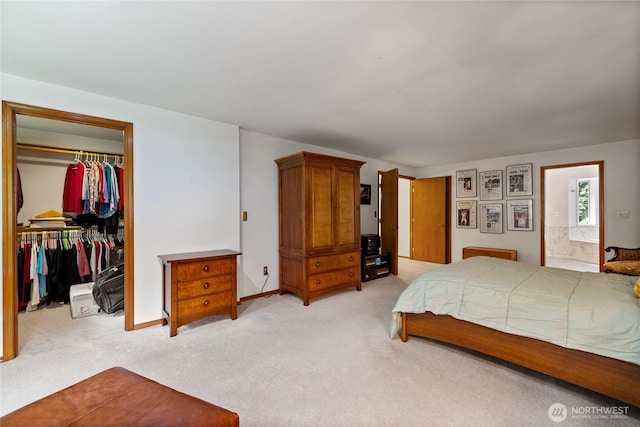 6345 Agnes Rd NE, Tacoma, WA 98422 - bedroom featuring light colored carpet, a walk in closet, a closet, and ensuite bathroom