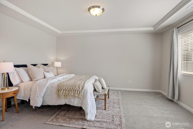 3119 13th Avenue Ct NW, Puyallup, WA 98371 - carpeted bedroom featuring a raised ceiling and crown molding