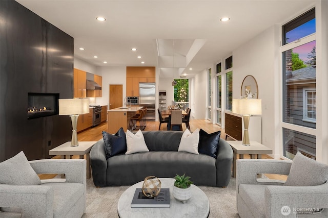 3812 Cascadia Ave S, Seattle, WA 98118 - living area featuring recessed lighting and a fireplace