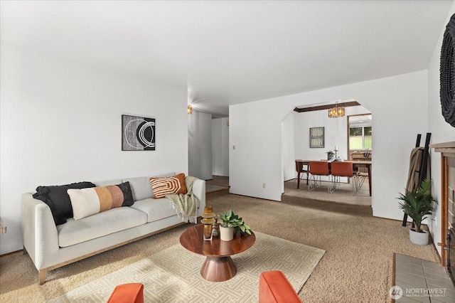1513 Lowell Ave, Bellingham, WA 98229 - carpeted living room featuring arched walkways