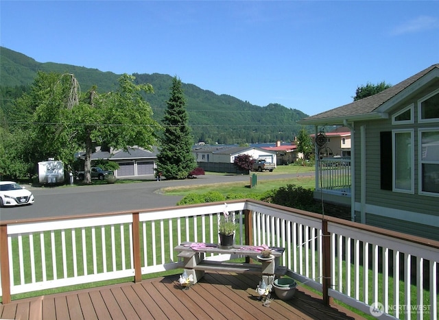 921 Autumn Ln Unit 254, Bellingham, WA 98229 - wooden terrace with a mountain view and a lawn