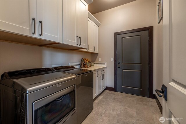 453 Spruce Ct NW, East Wenatchee, WA 98802 - laundry room featuring cabinet space and separate washer and dryer