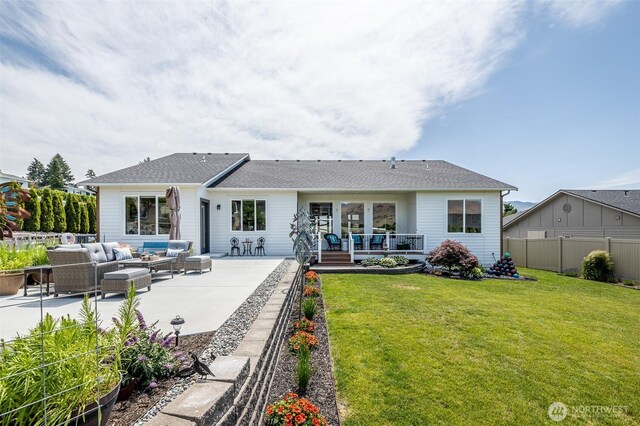 453 Spruce Ct NW, East Wenatchee, WA 98802 - rear view of property with an outdoor hangout area and a patio