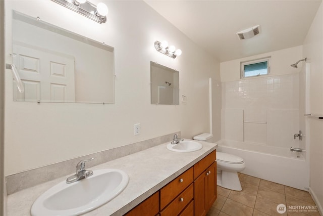 424 Wilson Ln, Sumas, WA 98295 - bathroom featuring double vanity, tile patterned flooring, and shower / bath combination