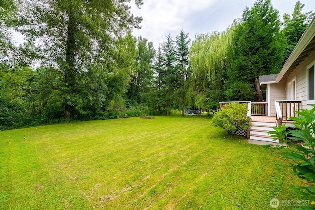 424 Wilson Ln, Sumas, WA 98295 - view of grassy yard featuring a wooden deck